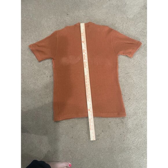 Ladies M V Neck Knee Length Ribbed Button‎ Cardigan Swirl Design Short Sleeve - Picture 10 of 12